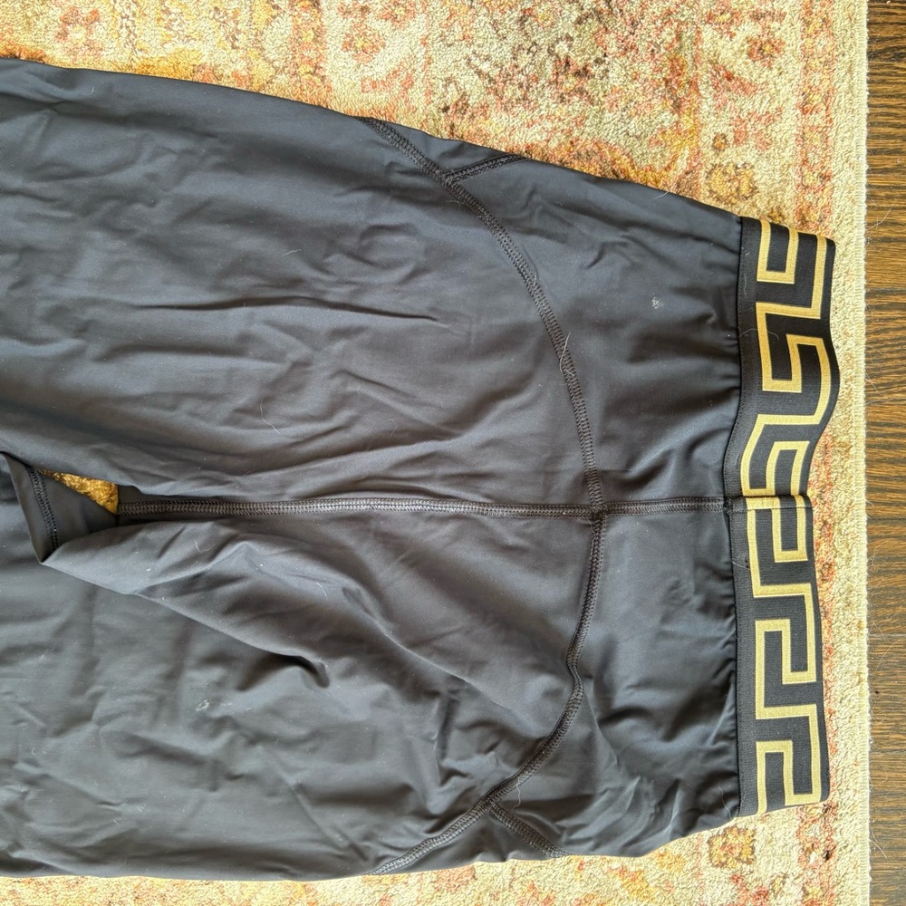 Versace Medusa Black Leggings with Gold Geometric Waistband Size Small - Picture 8 of 10